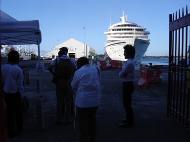 Samantha Smith; Arrivals; Customs check for cruise passengers after a day ashore