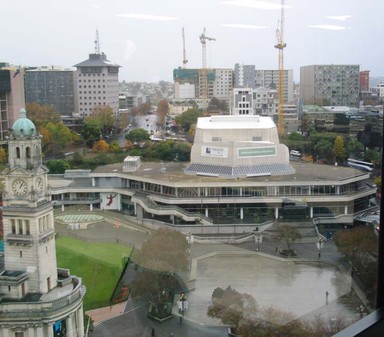 Ann Cameron; Aotea Square in the rain; Taken from the AUT Tower