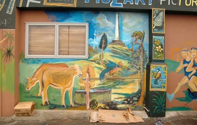 Darius Mccallum; wall art recreates auckland; photo taken in Onehunga