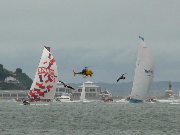 Stuart Weekes;Camper and Telefonica charging for the finish; Taken at the Viaduct basin at the end of the 4th leg of the Volvo Round the Worls Yacht Race
