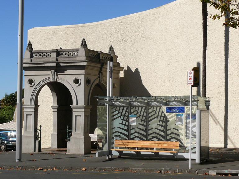 Stuart Weekes; Shelters: the Old and the New; Taken on a bright day in Symonds Street.