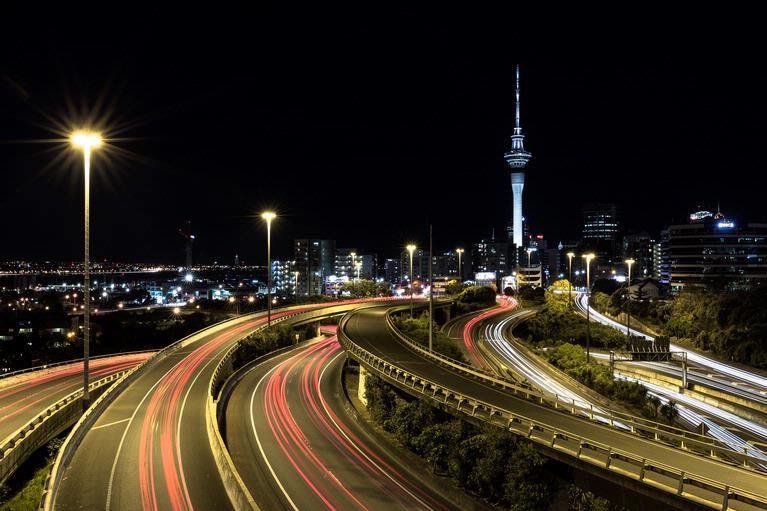 Kris Lee;Busy weekend;Location: Grafton bridge. Ray of light represents busy Saturday night of central Auckland