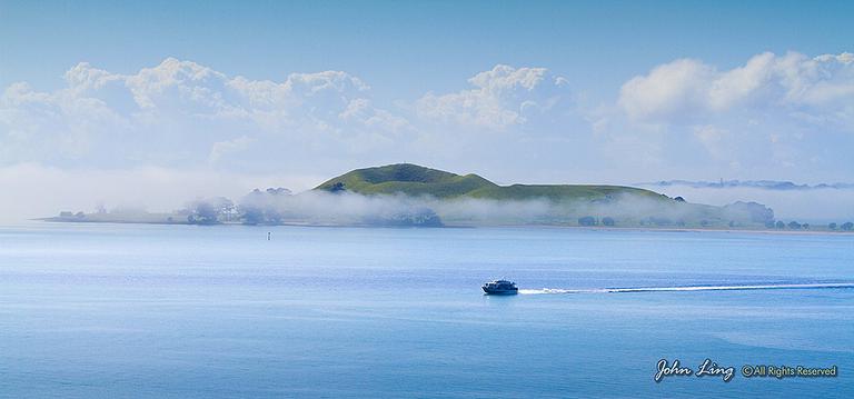 John Ling;Misty Morning in Motukorea Channel Browns Island;photo was taken on 14th Sept 2015