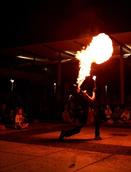 Stephen Hardy; Fireguy; Brent Matthews Alis Fireguy from Canada at the recent International Buskers Festival, blowing fire to amaze the crowd at Viaduct Harbour Auckland City
