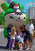 John Ling; every kids Love the Mascot; in Xmas Parade in Auckland