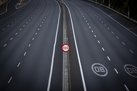 Dean Purcell; Covid-19 Day 7. Deserted Southern Motorway as the sun sets on day 7 of the Covid-19 lockdown. 01 April 2020; New Zealand Herald photograph