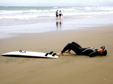 Juliet Hopkins; Taking a breather; Murawai Beach 21.1.07