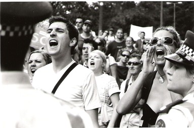 Wiremu Te Kiri; Myers Park in Downtown Auckland 5 March 2005. People protesting against the Destiny Church Rally/protest group. The church were protesting against the Civil Union Bill.