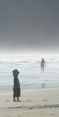 JOHN PIRTLE; COOL CHICK,MAN!; Taken Easter Monday, Piha Beach, North End. Panasonic Lumix Digital, 35 400mm Leica Elmarit lens @ 400mm. Film equivalent ASA 80