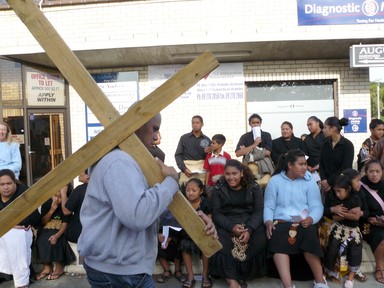 Alwynne Wedgwood; March of Witness; We are just setting off on the Good Friday March of Witness around the streets of Otahuhu