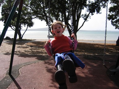 Annabel Taylor; Ruby and Rangitoto; Easter holiday fun at Mission Bay.