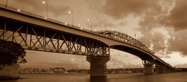 Michael R. Page; Sepia Bridge; Moody and overcast