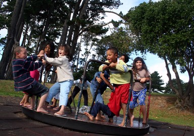 Donna Sarten; Untitled; Kids playing atWestmere Easter weekend