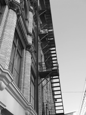 Donna Frances; Climbing up   down; Fire escape   Elliot street, a exercising exit