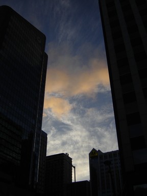 Oman Bush; Sky Towers; Corner of Queen and Victoria St, early evening, March 07