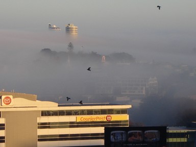 Julia Cotton; Morning Misty; Taken from the balcony CBD looking towards St Mary's Bay