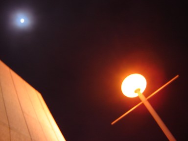 Julia Cotton; Moonlight & Lamplight; This photo is not for the competition, as I dont want any prizes, but just wanted to share the photo on the blog. Taken at the back of the Aotea Center off Albert Street about 11pm