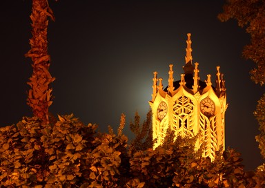 Deborah Dewhirst; University Clock Tower; The University Clock Tower taken from Albert Park the night of the Lantern Festival, 2 March 2007