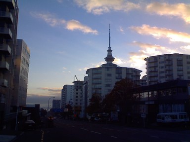  Sun light hitting the sky tower