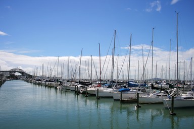 Agnieszka Kozlowska; Auckland   the City of Sails; Westhaven Harbour with the Harbour Bridge in the distance