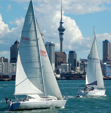Steve Beguely; Sky City of Sails; Taken from the Devonport ferry in transit