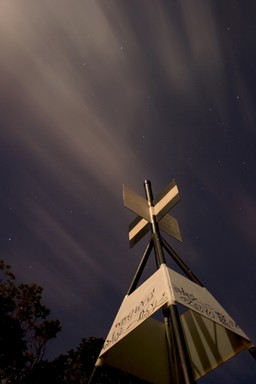 Phil Platt; Guarding the sky; Trig on Mt Atkinson under moon light.