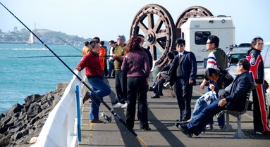  Locals fishing down at harbour