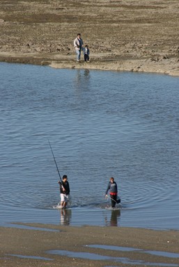 Sue Wallace; Low tide crossing for fishermen at Eastern Beach