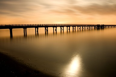 Phil Platt; Into the sea beyond the sun; Night shot of Cornwallis Wharf and the Manukau harbour