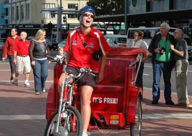 Lachezar Karadzhov; Jafa Smile; A jafacab driver laughs at a passerby'joke