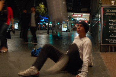 Scottie Peng; Queen Street Soccer Performer; On a Saturday midnight, I saw this guy comfortably showing off his soccer skills,and he is a Maori,his name is Grasen