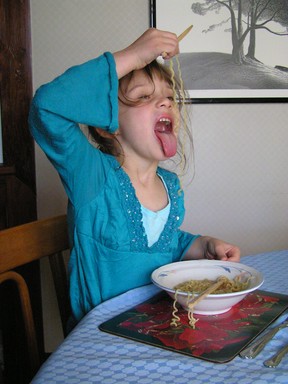 Ray Tomes; First time with Chopsticks; Nicky eating Noodles at Birkenhead