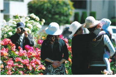 Family Photo in a rose Garden