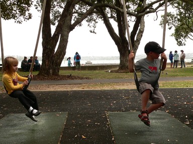 Carmen Castaño; My nephews; Ainslie and Isaac in Devenport's Playground