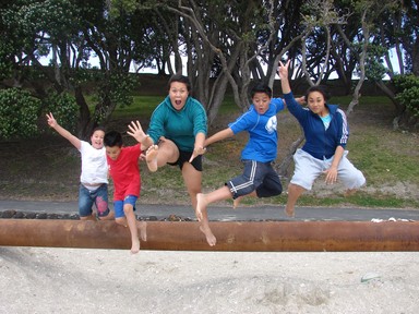 Marie Su'a;Jumping @ Pt Chev;Enjoying the day at Pt Chev beach