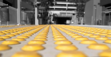 Lee Pike;Engineering for the Visually Impaired; Close up of studs on a train platform