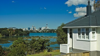 Alan Hough;Auckland City from Bayswater;Auckland across the harbour