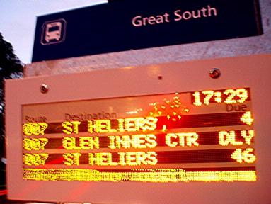 Derwent Gordon;Bus Night time Sign; Glowing information