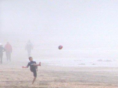 JERRY ZINN; FUN IN THE MIST;TAKEN ON TAKAPUNA BEACH IN DENSE FOG