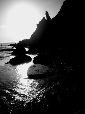 Katy Gundesen;In The Shadows; Taken at dusk at Lion Rock, Piha