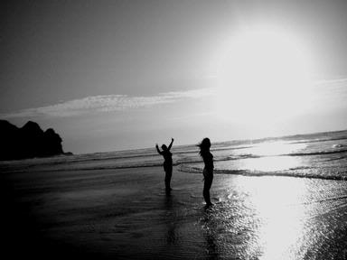  Taken at dusk showing two friends enjoying life