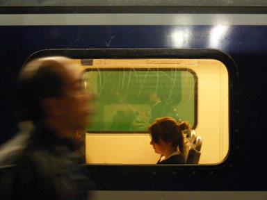 Linda Lew; Ensconed; Passenger waiting inside a carriage, Britomart Train Station