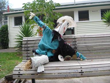 Little Red Stanhope Road School;Scarecrow on the seat;Taken in our school grounds