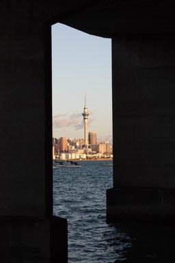 Mark Woods; Sky Tower; Sky Tower from under harbour Bridge