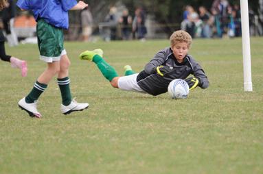 Minoru Frederiksens; Daniel levitating; Super Goalie Daniel WSAFC Spitfires at Walker Park Pt Chev