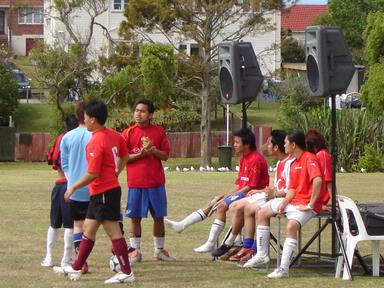 Jan Dixon; Sitting on sidelines at half time; Keith Hay Park, Mt Roskill