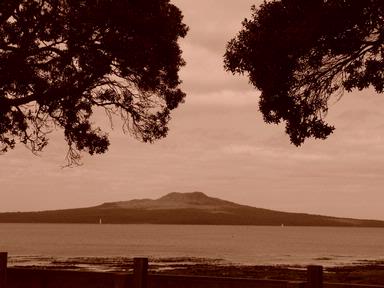 Archana;Rangitoto Island in Sepia;Captured @ Takapuna Beach, North Shore