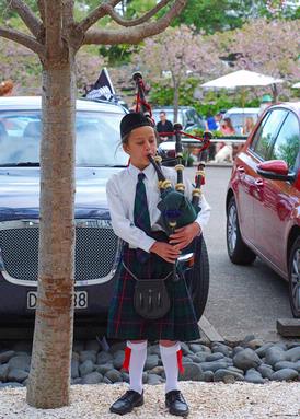 Karlyn Tefora; Young Piper; Pipe Band at Matakana Farmers Market