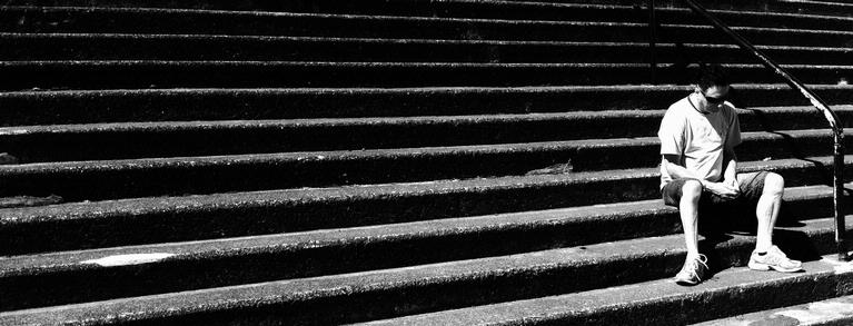 Aroha Awarau; Reflecting; A man taking time out to relax in central Auckland
