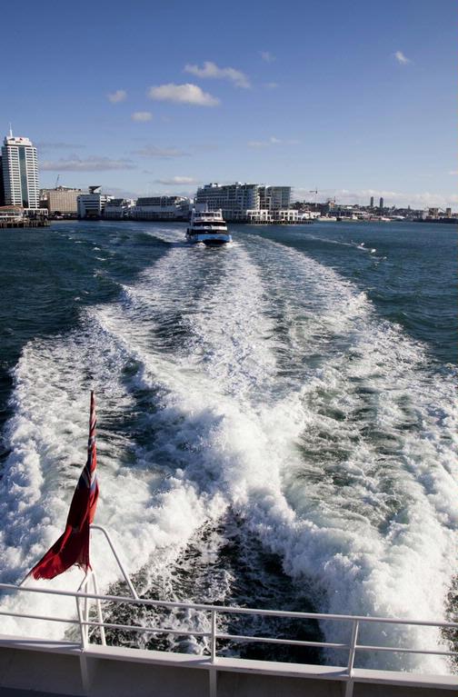 Bob Scott; In The Wake Of The Waiheke Ferry; The Devonport ferry following along